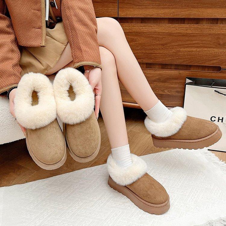 Thick-soled velvet thickened snow boots women's 2025 new winter Sangpo Village warm fluffy shoes Northeast cotton shoes