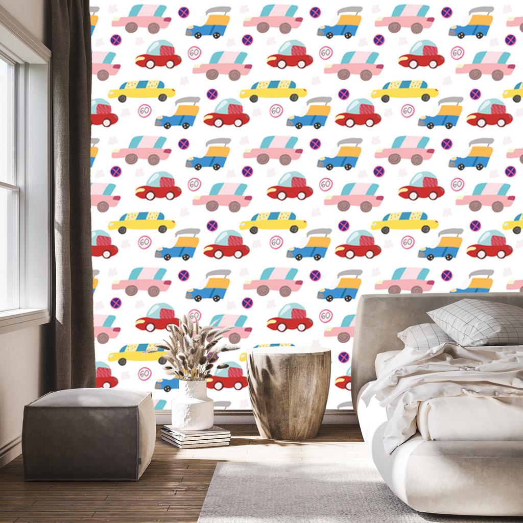 Wallpaper Colorful cars in Scandinavian style 50x1000