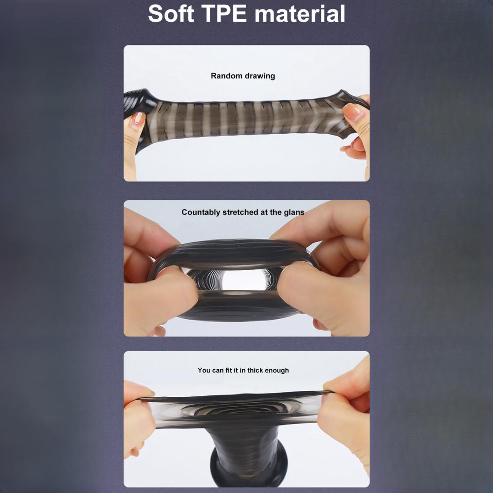 Silicone Reusable Condoms Penis Sleeve Extender Delay Ejaculation Penis Cock Ring Dick Enlargement Adult Sex Toys For Men