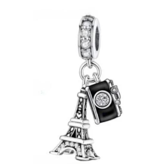 S925 Sterlingsilber Kamera Eiffelturm Flugzeug Reise Charms Perlen Passen Original Armbänder DIY Jubiläumsschmuck Frauen