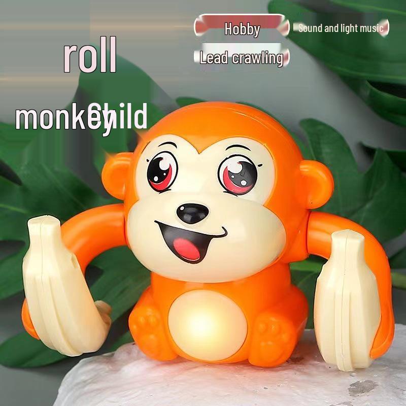 TikTok Electric Tumbling Monkey Toy for Kids – Early Education Light Music Somersault Crawling Monkey