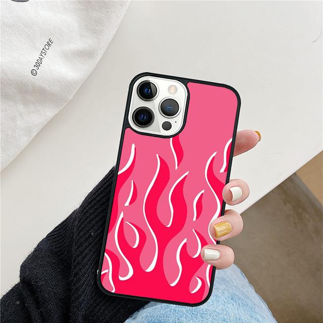 Flame Aesthetic Light Blue Fire Pink Phone Case For iPhone 17 Air 15 16 Cover  11 13 14 Pro Max 12 Plus Max XR