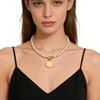 Faux Pearls And Shell Layering Necklace Suitable Stylish Clavicle Chain For Commuting Dating Or Parties