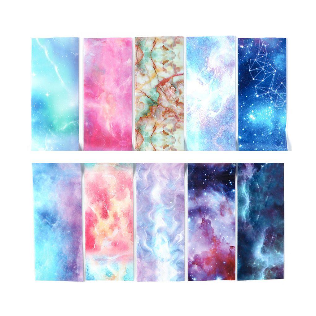 10 шт. Наклейки из арт-фольги Градиентное Звездное Небо Арт-трансферные Наклейки Маникюр DIY Декорация