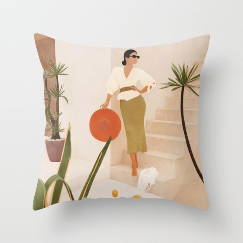 Modern Minimalist Abstract Pillow Cover Minimalist Geometric Peachskin Velvet Cushion