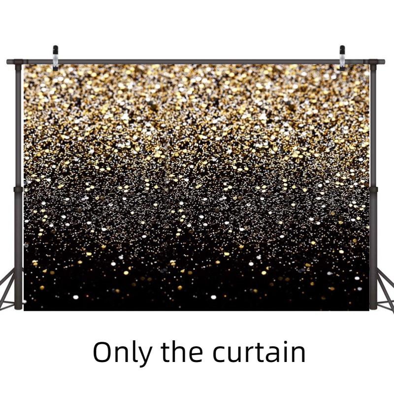 Vintage Abstract Party Photography Backdrop Cloth For Festive Decoration Black Gold Background With Glittering Highlights Characters)