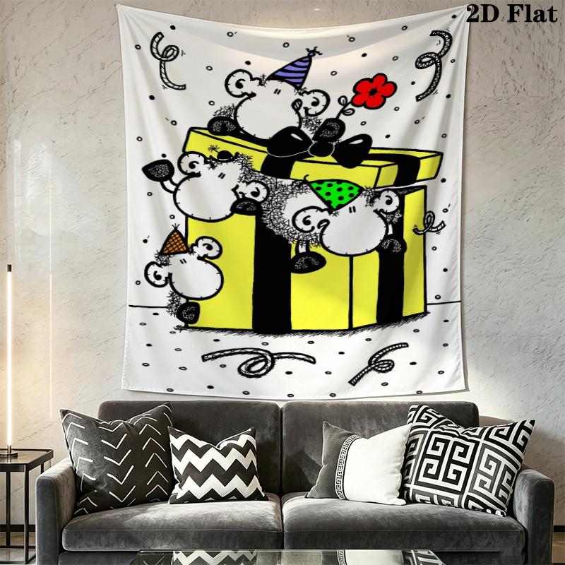 Sheepworld Wall Tapestry Aesthetic Wall Hanging Printed Fabric Blanket Decorative Tapestries for Bedroom Living Room Home Decor
