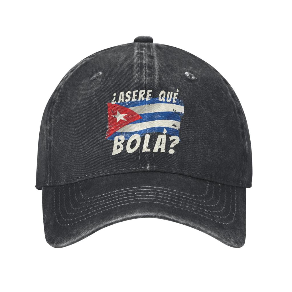 Classic Funny Cuban Greeting Asere Que Bola Baseball Cap Unisex Distressed Denim Washed Snapback Hat Flag Outdoor Adjustable Hat