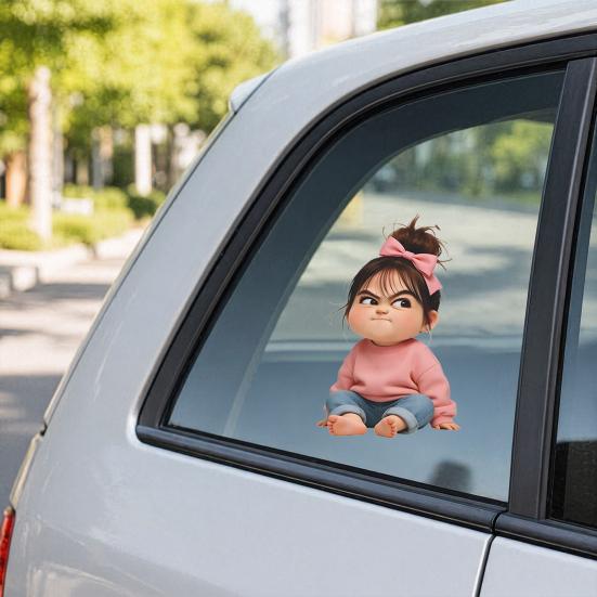 Yousheng Car Sticker, Waterproof Self-adhesive PVC No Trace Auto Decal, Realistic Girl Pattern Funny Sticker for Fuel Tank Caps Windows Luggage