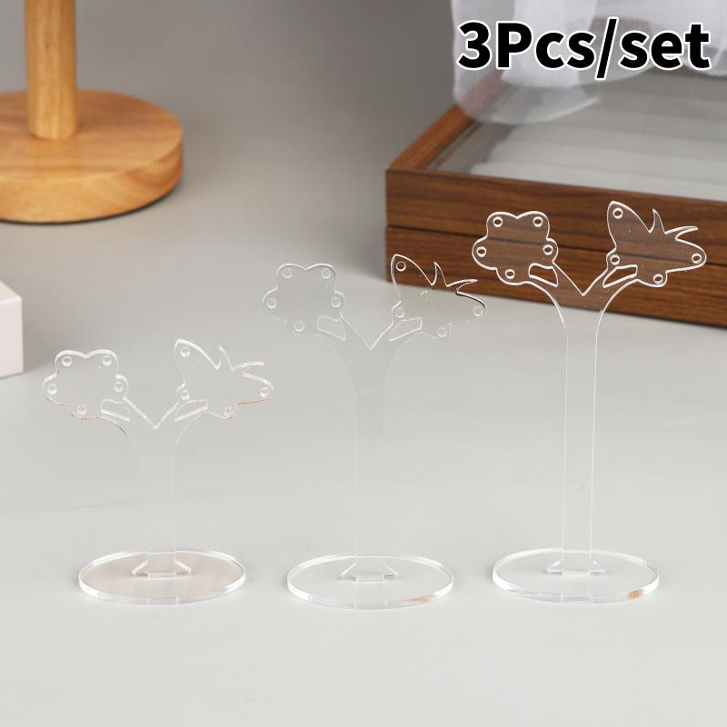3Pcs/set Clear Acrylic Earring Display Stand Transparent Stud Dangle Earrings Display Rack For Jewelry Showcase Organizer Holder