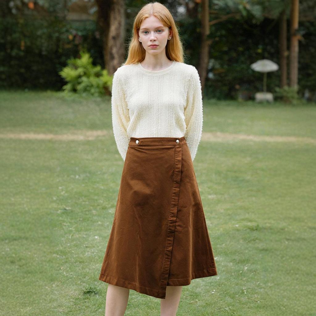 Wei Mei 100% Cotton Irregular Midi Skirt for Women - Autumn Collection