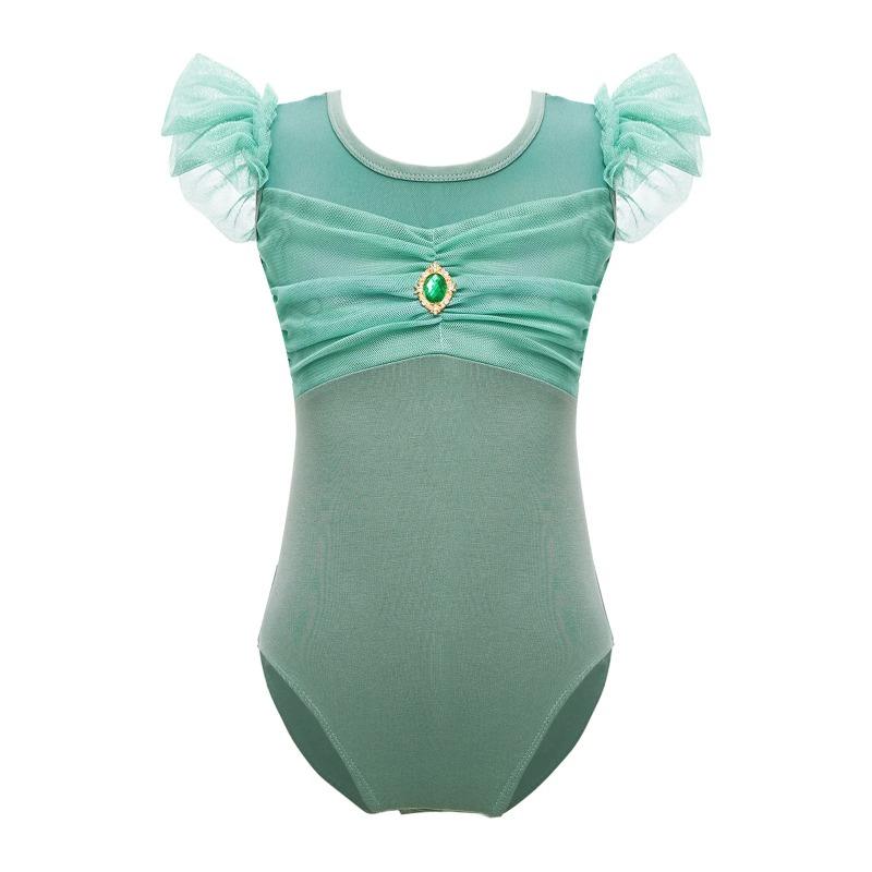 Ruffle Sleeve Ballet Leotard Girls Kids Gymnastics Bodysuit Ballerina Fairy Party Dancing Training Performance Dancewear
