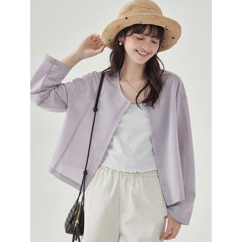 

North Island Amuu Original Gentle Purple Single-Breasted Long Sleeve Shirt Women s Early Autumn New Arrival Thin Coat Top Purple S