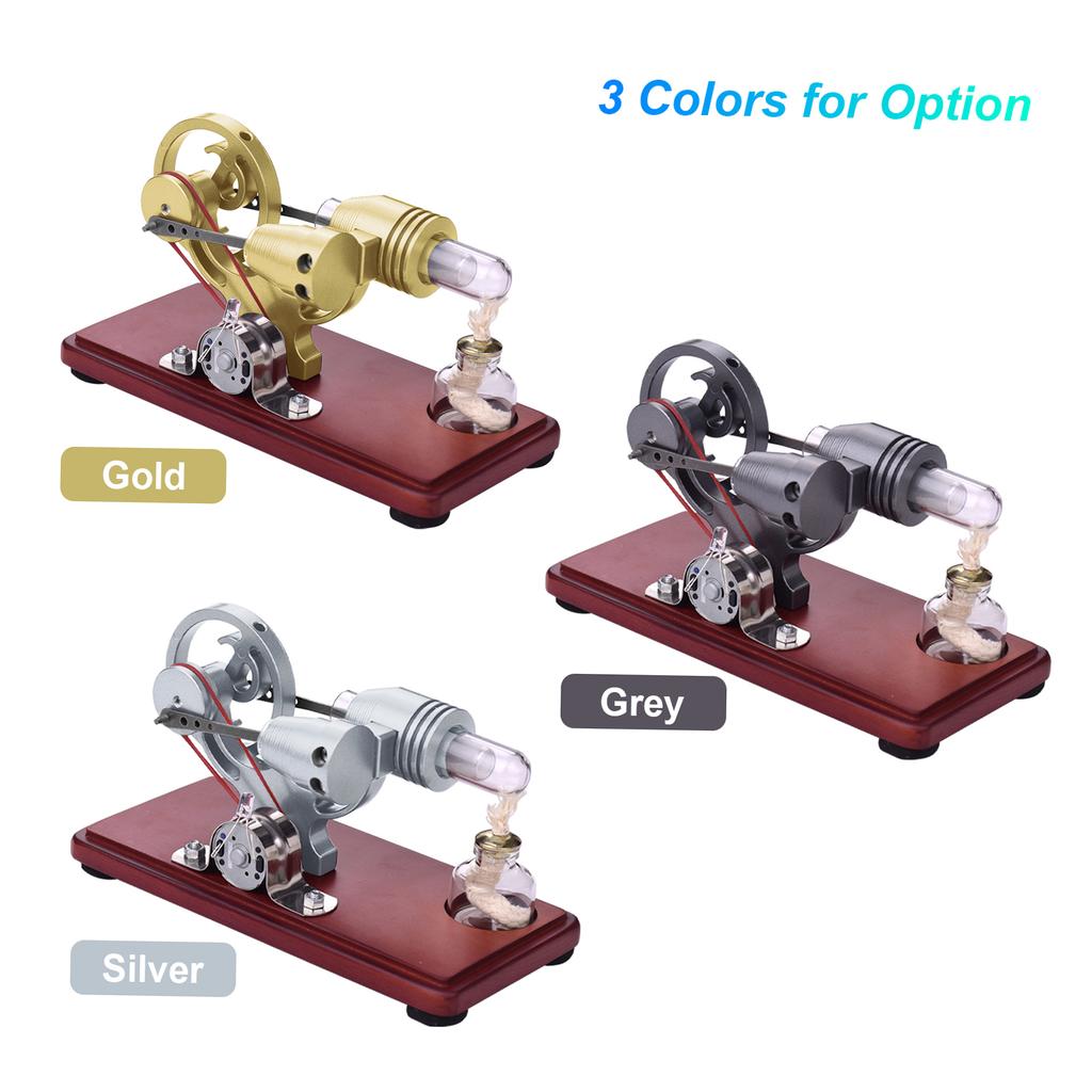 Hot Stirling Engine Motor Model Dollar Flywheel Design Educational Toy Electricity Generator with Colorful LED Light String for Tcher S