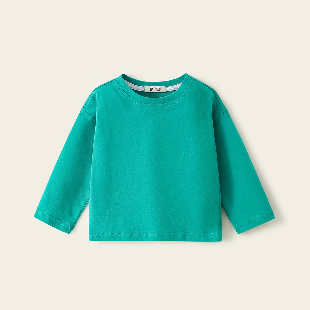 Winter Korean Style Girls' Candy Long Sleeve Cotton Base Shirt Children's Clothing All-Match Candy Basic Boys' Round Neck T-shirt