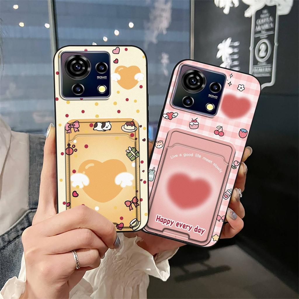 Card Slot TPU Phone Case For ZTE Blade V50 Vita Waterproof Protective Fashion Design Cartoon Cute Anti-knock Soft Case