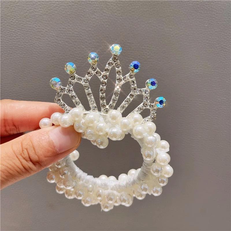 

Принцесса Жемчужная Резинка для Волос для Девочек - Эластичный Держатель для Пучка и Головной Убор-Корона