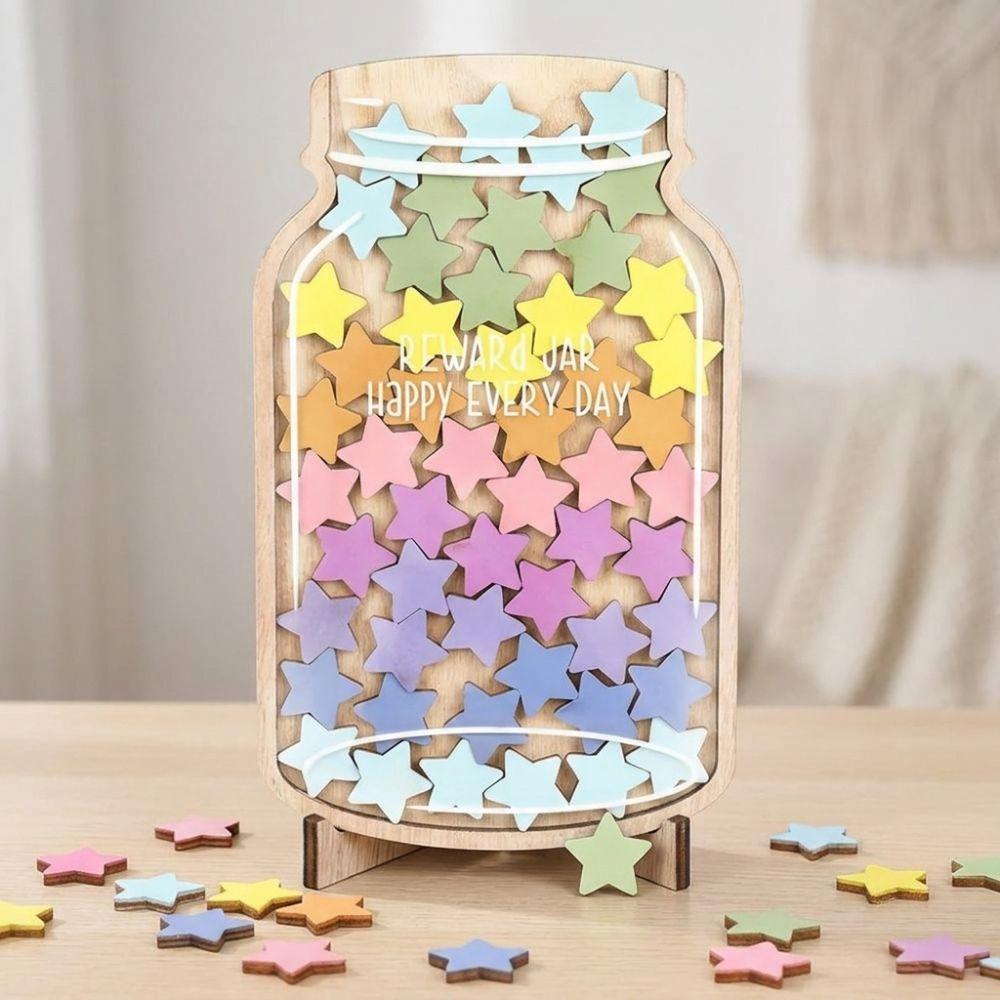 Interactive Star Reward Jars with 45 Stars Reward System Self-discipline Reward Bottle Home School