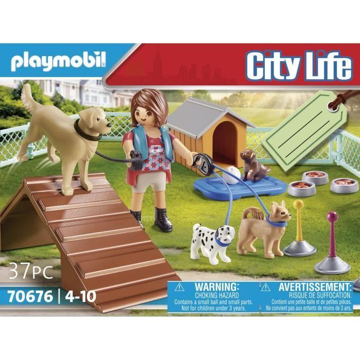 PLAYMOBIL 70676 Set Educatrice Et Chiens, City Life, Pour Enfant, Dès 4 Ans, 37 Pièces