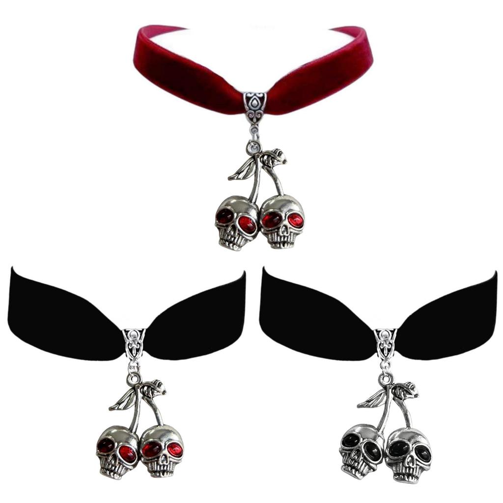 Gothic Skull Necklace With Velvet Chain For Women Fashion Accessory
