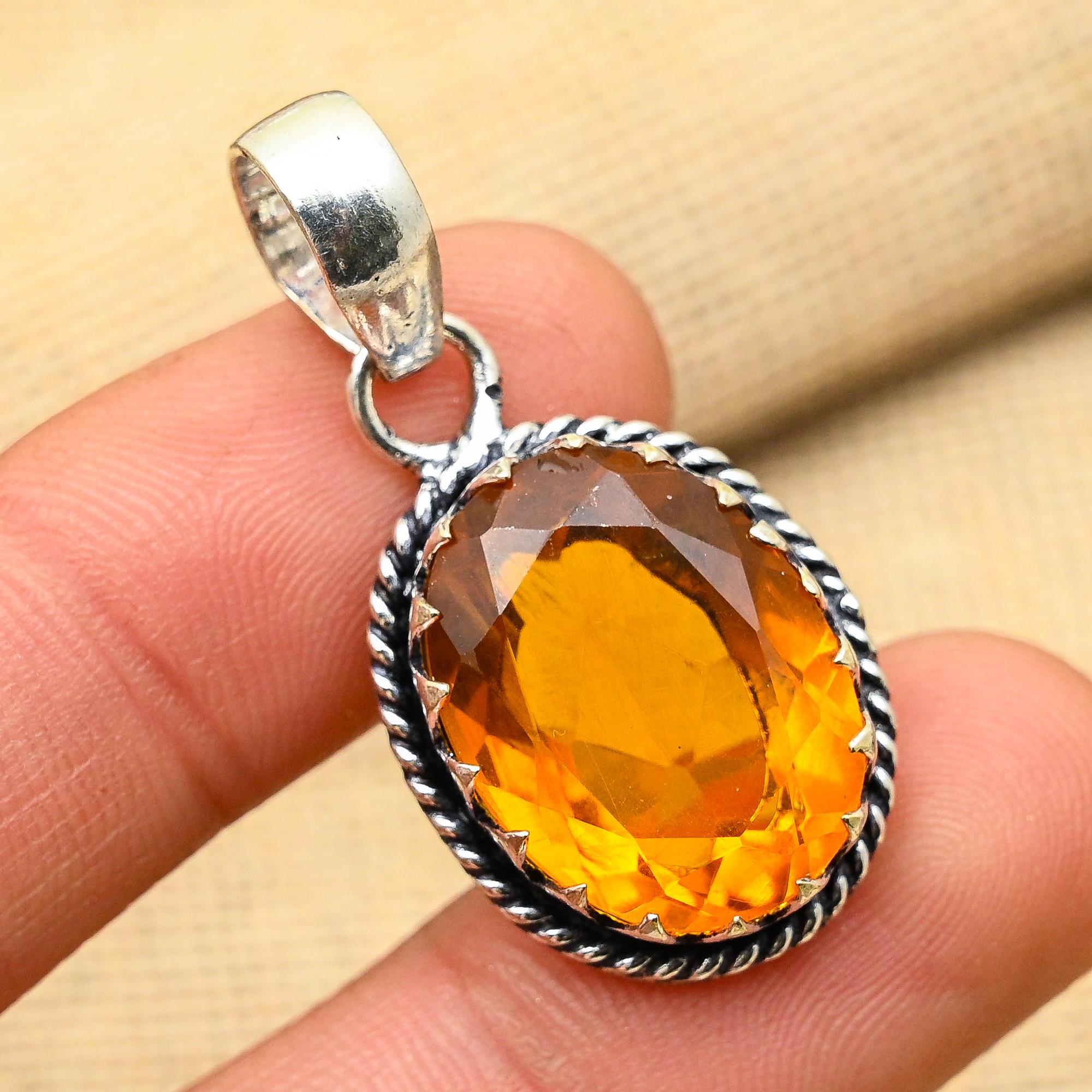 

Великолепный медовый топаз, драгоценный камень, ювелирная подвеска ручной работы из стерлингового серебра 925 пробы для нее
