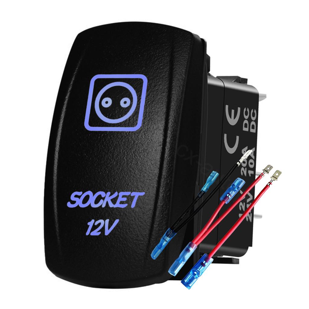 12V 24V Boat Trim Tabs Switch (ON)-OFF-(ON) Momentary Rocker Switch Waterproof Blue Light ON-OFF Toggle Switch With Harness Switches4