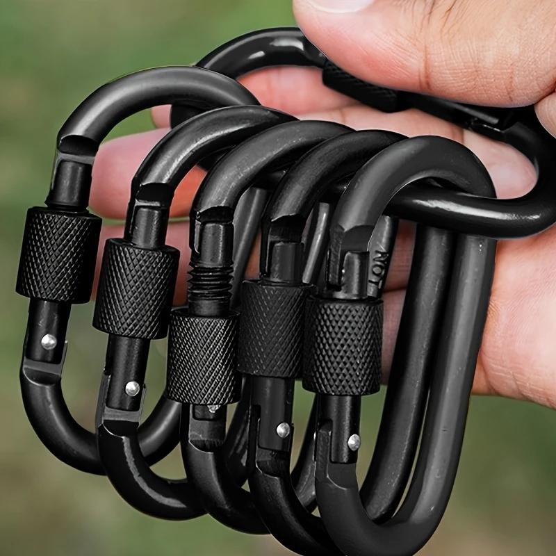 4Pcs Aluminum Alloy D-Ring Carabiner Hammock Hook Hook Organizer Shopping Bag Clip Hook for Outdoor Hiking Travel Backpack