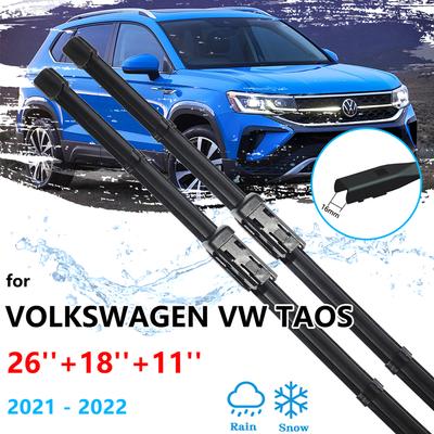 For Volkswagen VW Taos 2022 Front Rear Windows Wiper Blade Brushes Rubber Windshield Windscreen Cleaning Replacement