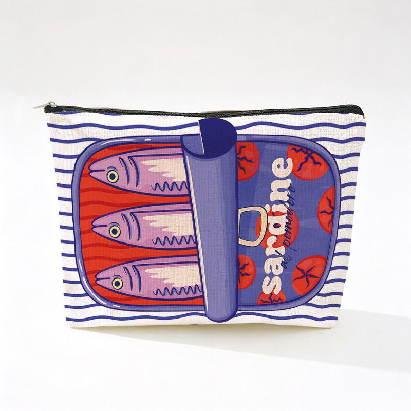 Bohemian Makeup Bag: Colorful Fish Print, Retro Style Cosmetic Travel Case