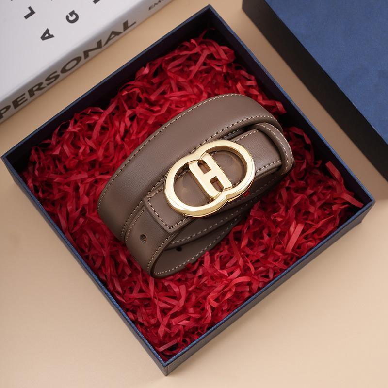 Fashion Women'S Leather Belt Fashion Simple Versatile Cowhide Belt Decoration With Suit Dress High-End Belt