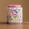 Enamel Color Ceramic Tea Pot Flower Sealed Moisture-proof Pot Chinese Ceramic Tea Storage Tank Home Decoration Ornaments