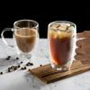 2 Bucăți Căni de Cafea cu Perete Dublu Pahare Măni 12oz Espresso Cappuccino Latte Căni de Ceai cu Mâner Sticlă Rezistentă la Căldură