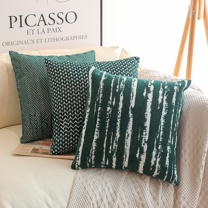 Panika Chen Unisex Green 45X45cm Abstract Throw Pillow Cover Nordic Stripe Stamping Waist Cushion Cover Decor Home Decorative Pillowcase New