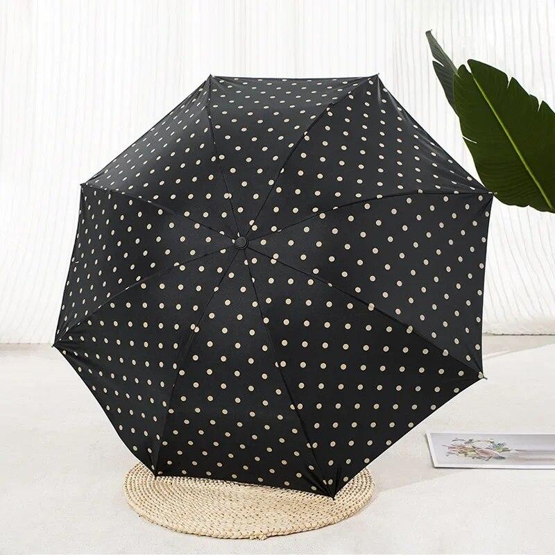 Korean Style Black White Checkered Umbrella Sunshade Umbrella Anti Uv Foldable Fresh Clean