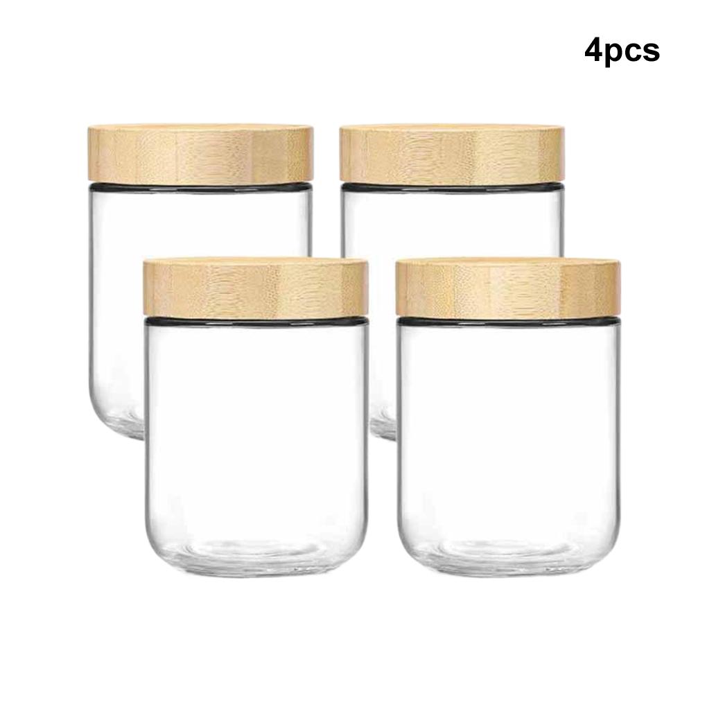 4piece Glass Spice Containers Set For Organized Kitchen Storage Solutions 10 Oz Containers With Lids