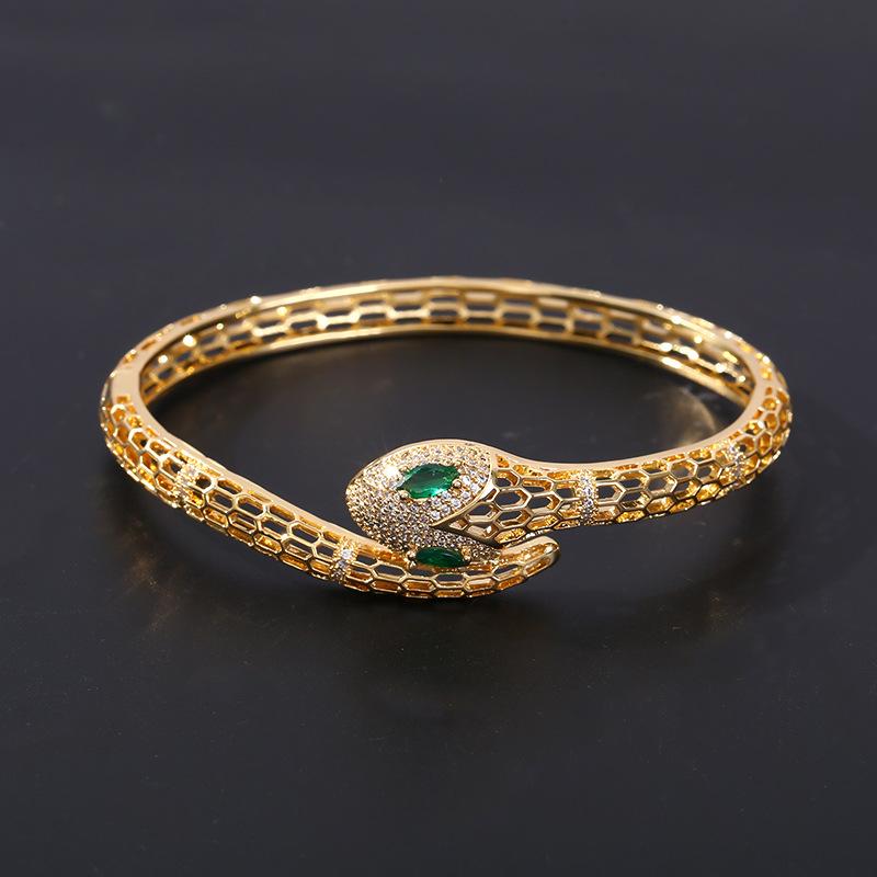 Snake Bracelet Real Gold Open Design Hollow Snake Bone Bracelet