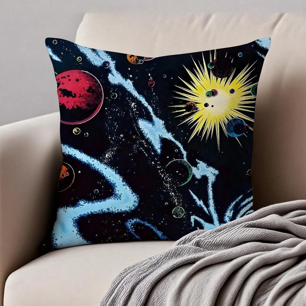 Dreamy Universe Starry SciFi Cushion Cover Pillowcase Antidustmite Invisible Zipper Short Plush Sofa Cushion