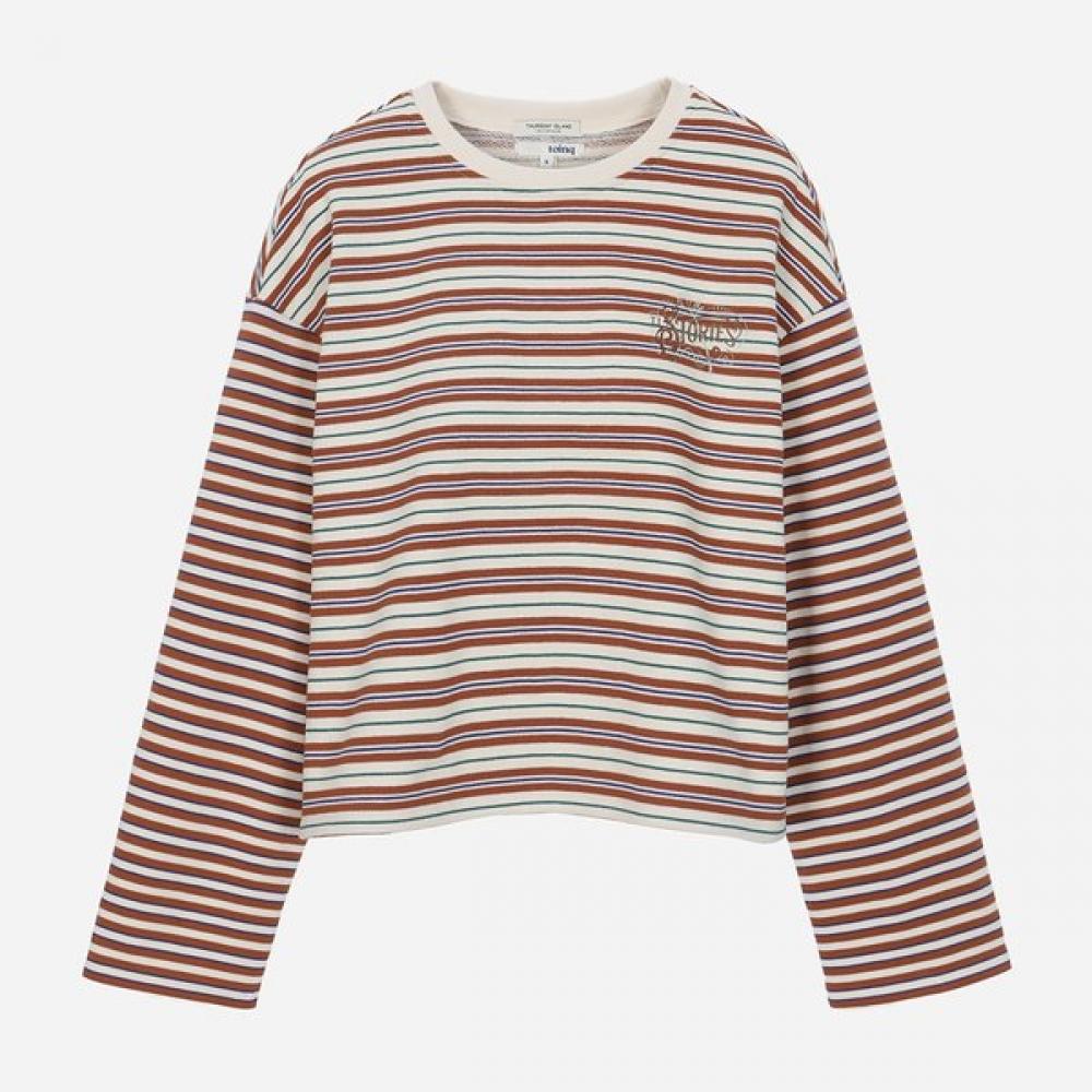 

Thursday Island Stripe Crop Sweatshirt T262mst906w brown (BR)/S