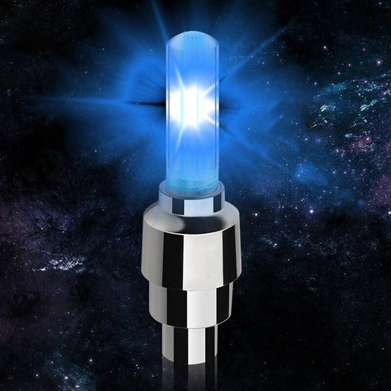 2/4Pcs Car Motorcycle Bicycle Tire Valve Caps Light LED Neon Flash Lamp Waterproof Tyre Universal Wheel Lights Car Accessories Valve Stems 1