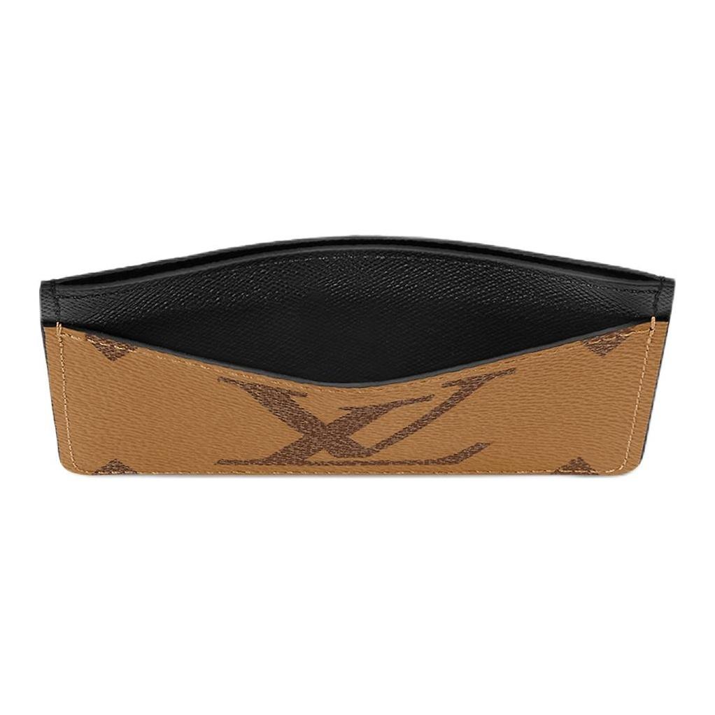 Louis Vuitton Two-Tone Brand Logo Coated Canvas Card Holder Regular Women's Brown/Black