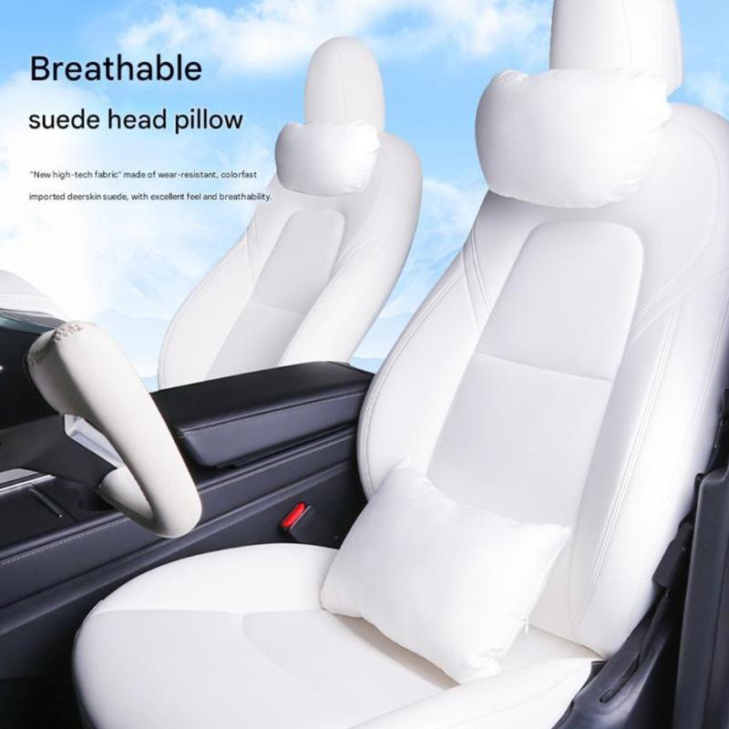 Headrest / Lumbar Cushion For 3 Y Car Interior Cushion Support Make Of Polyester Fabric White/Black
