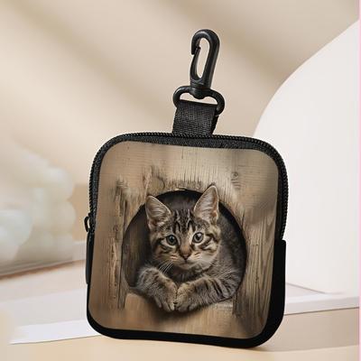 NEW Mini Cute Cat Coin Purse Water-resistant PVC Zippered Wallet Lightweight Portable Storage Bag Friends Gift
