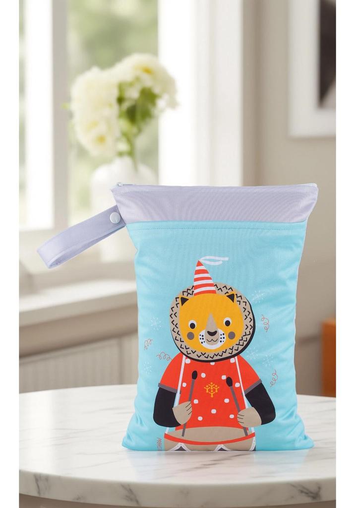 Cross-border Cartoon Print Hanging Baby Storage Bag, Reusable Diaper Bag with Wet/Dry Separation, Double-layer.