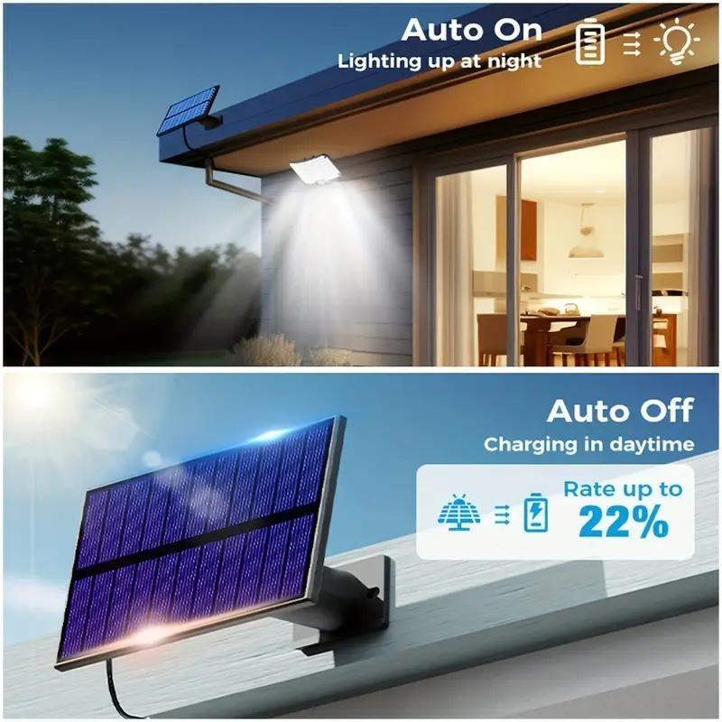 Solar LED Outdoor Motion Sensor Flood Light with Remote Control, Dusk To Dawn Function Solar Wall Lamp, Solar Courtyard Security Light