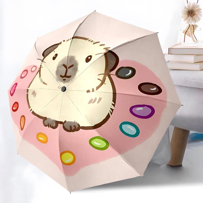 1pc Hamster Candy Automatic Folding Umbrella - 8-Rib Durable Iron Frame, Compact Portable for Daily Travel yy251205041