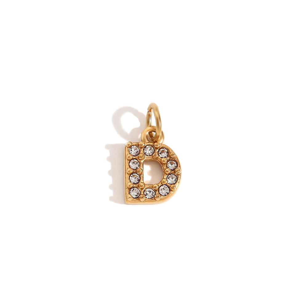 MamacitaSlay Cute Shiny Rhinestone Mini 26 Initial Letter DIY 316L Stainless Steel Charms Jewelry Accessories Round Chain Women