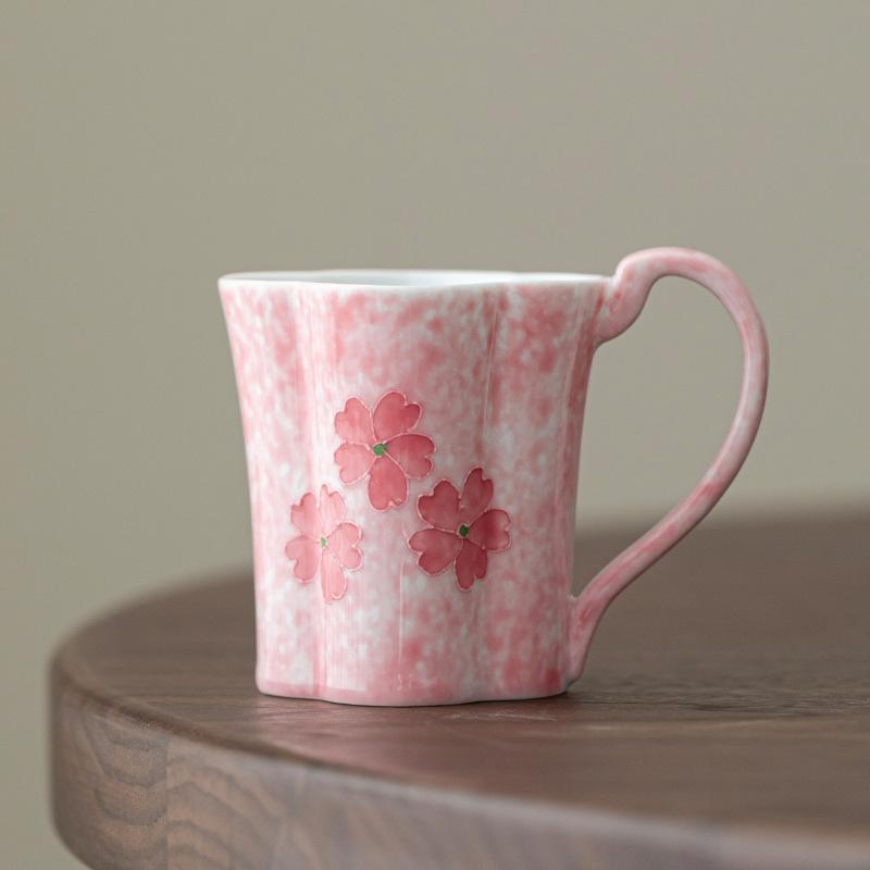 Pure hand-painted cherry blossom powder master cup high-end tea cup tea set exquisite girls tea cup high-end gift gift
