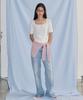 CITYBREEZE Ribbed Square Neck Sleeve Knit_White