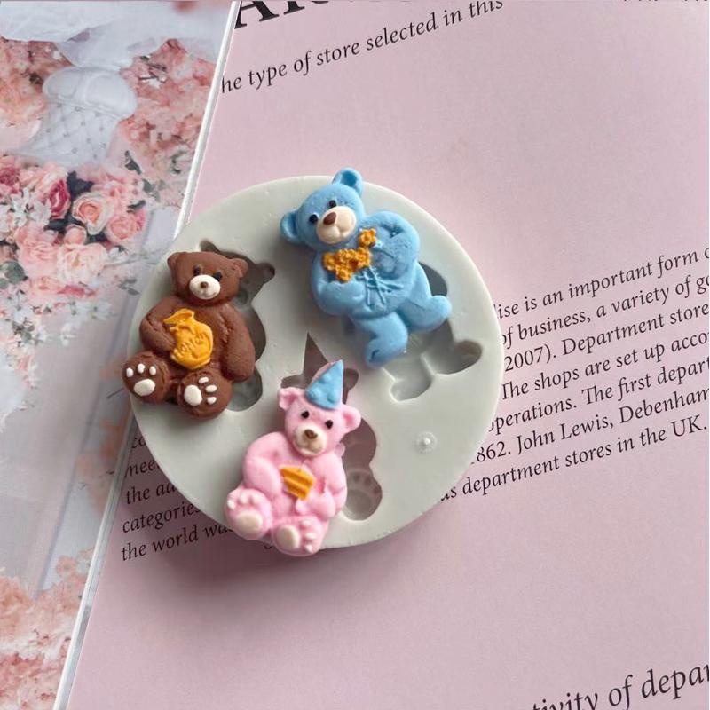 Bears Silicone Mold DIY Bows Bear Face Pillows Silicone Mold Cake Chocolate Decorate Plaster Fudge Sugar Mold