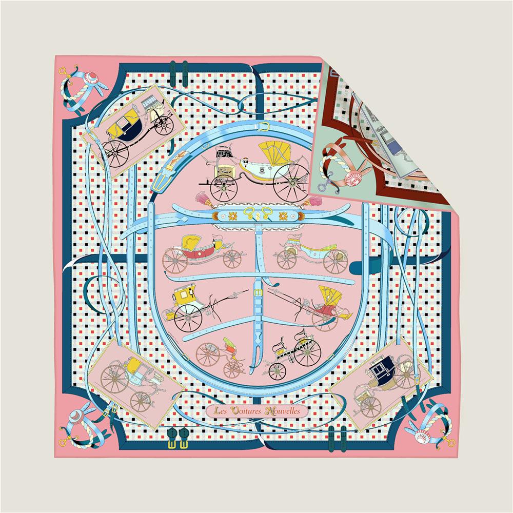 

New Brand Two-sided Print Headband Scarf Women Fashion 90*90cm The horse Hijab Bandana Neckerhicef Beach Sun Protection Shawl рожевий